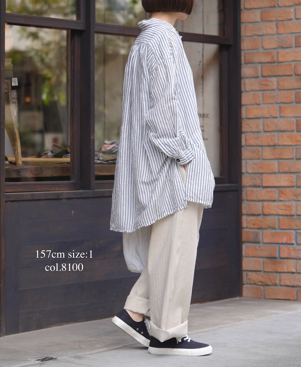 GNAM2612(パンツ) COTTON/LINEN HERRINGBONE ONE-TUCK PANTS
