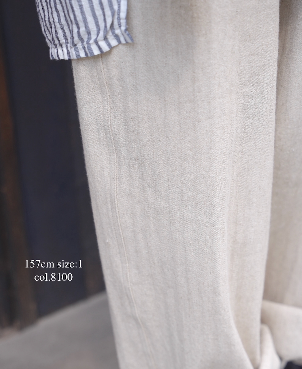 GNAM2612(パンツ) COTTON/LINEN HERRINGBONE ONE-TUCK PANTS