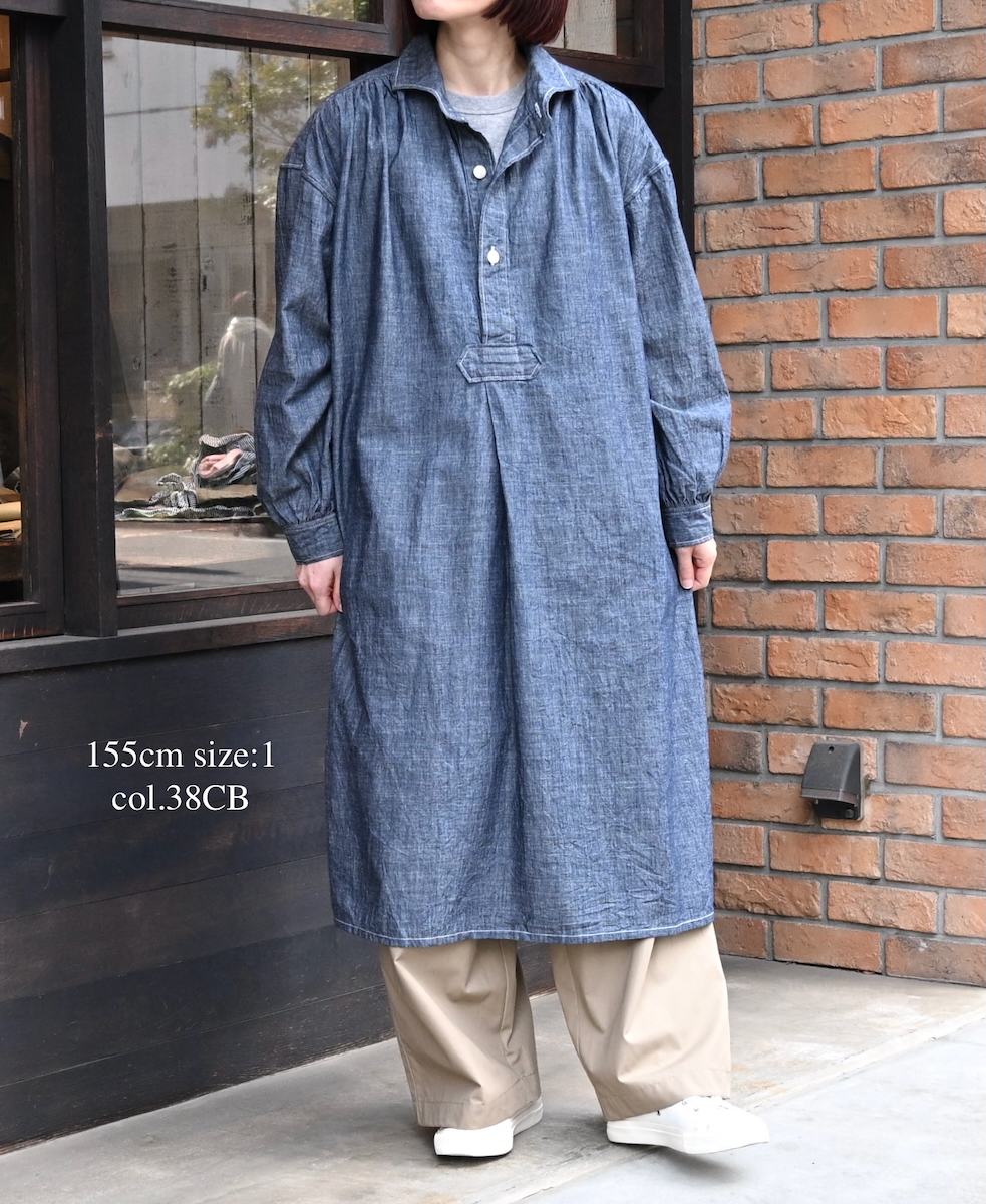 ISNAM2603CB(ワンピース) NAVY(INDIGO) CHAMBRAY WORK GATHERED SHIRT DRESS