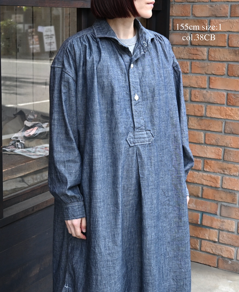 ISNAM2603CB(ワンピース) NAVY(INDIGO) CHAMBRAY WORK GATHERED SHIRT DRESS