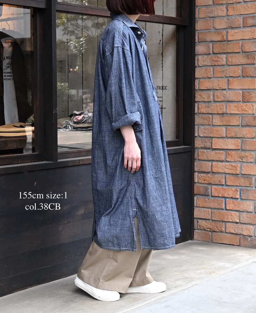 ISNAM2603CB(ワンピース) NAVY(INDIGO) CHAMBRAY WORK GATHERED SHIRT DRESS