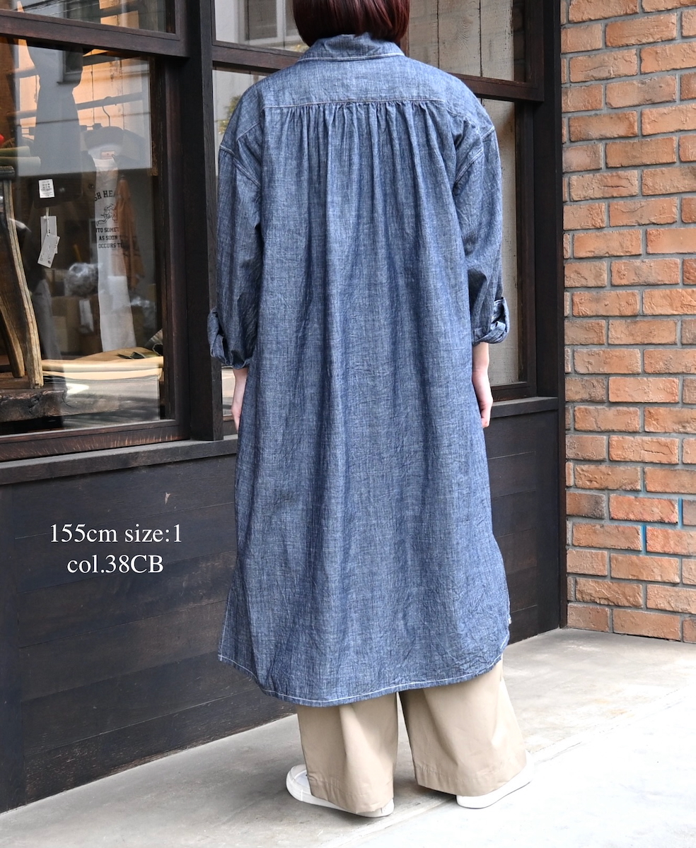 ISNAM2603CB(ワンピース) NAVY(INDIGO) CHAMBRAY WORK GATHERED SHIRT DRESS