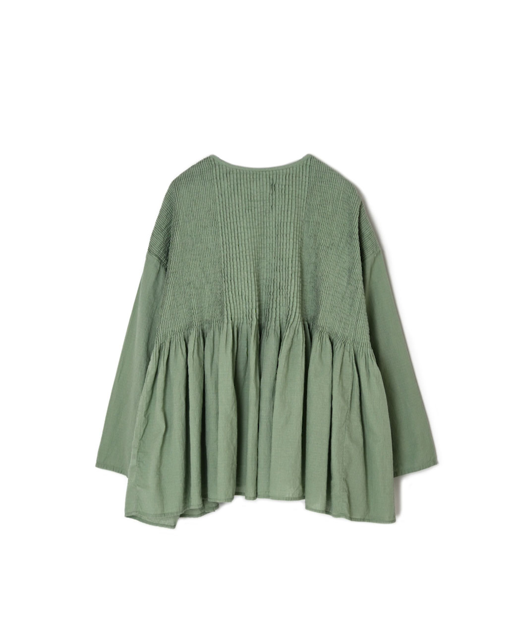 NMDS26233D(シャツ) 80s ORGANIC MICRO CHECK OVERDYE CREW-NECK BUTTON SHIRT WITH MINI PINTUCK