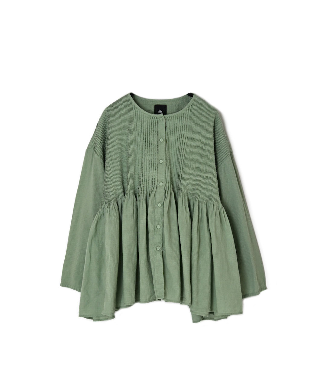 NMDS26233D(シャツ) 80s ORGANIC MICRO CHECK OVERDYE CREW-NECK BUTTON SHIRT WITH MINI PINTUCK