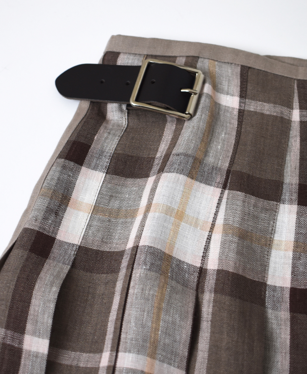 NOD2501PW(スカート) IRISH LINEN PATCHWORK LOW WAIST PLEATS WRAP SKIRT