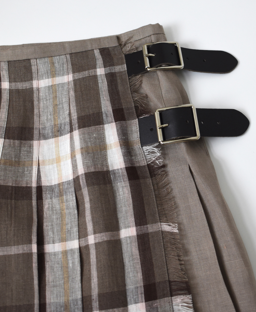 NOD2501PW(スカート) IRISH LINEN PATCHWORK LOW WAIST PLEATS WRAP SKIRT