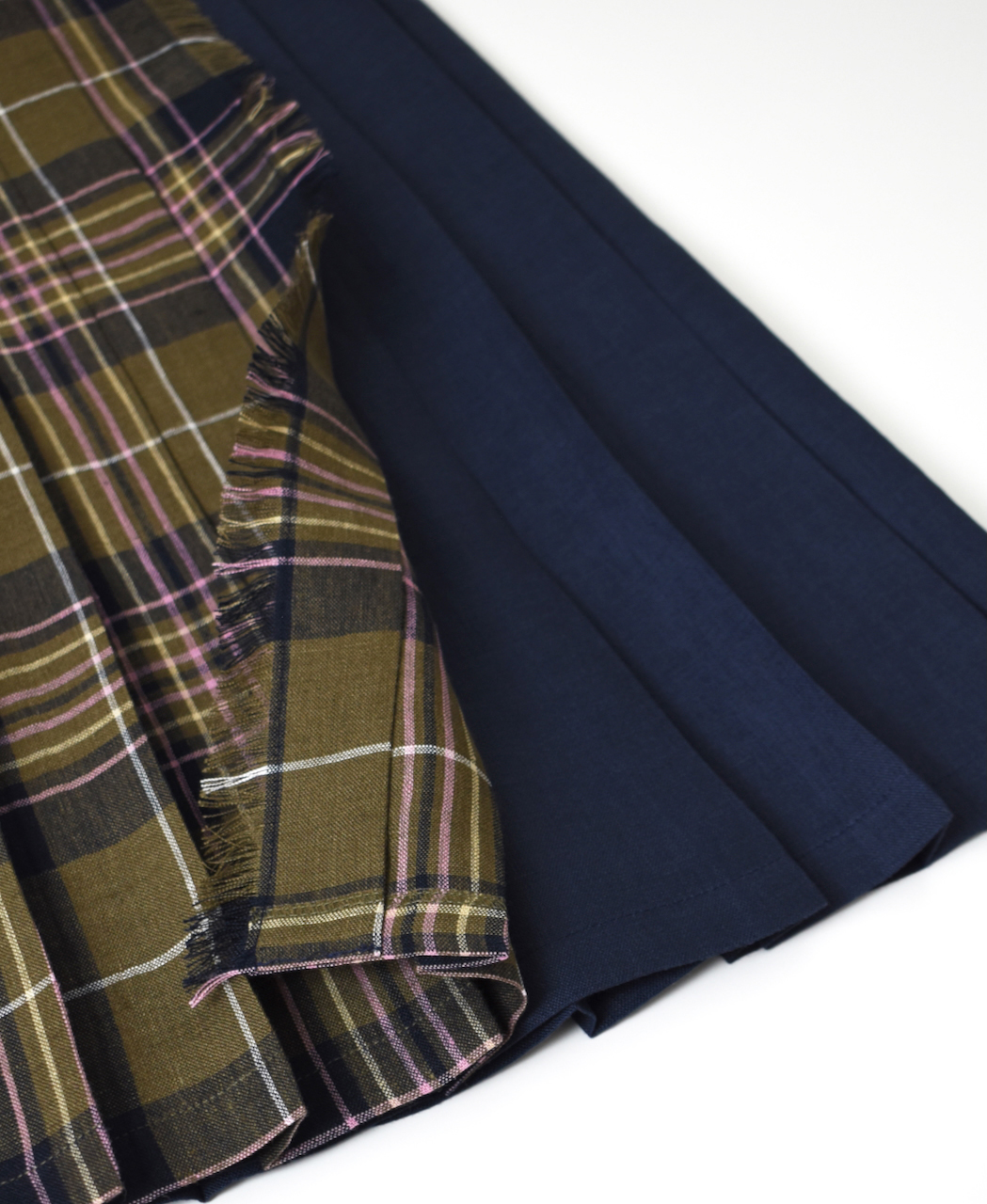 NOD2501PW(スカート) IRISH LINEN PATCHWORK LOW WAIST PLEATS WRAP SKIRT