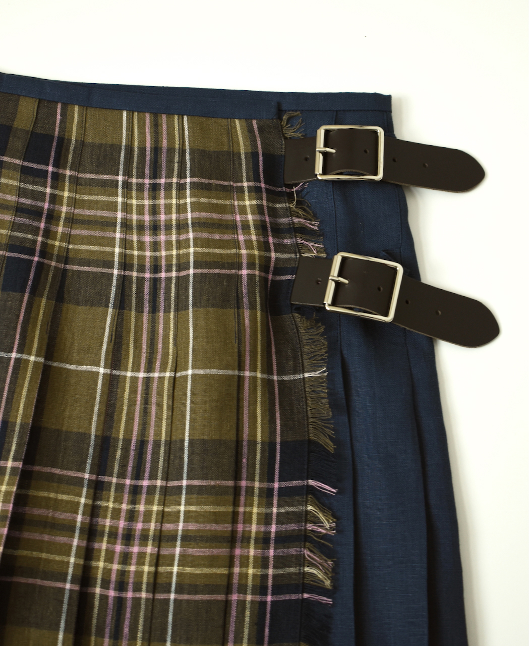 NOD2501PW(スカート) IRISH LINEN PATCHWORK LOW WAIST PLEATS WRAP SKIRT