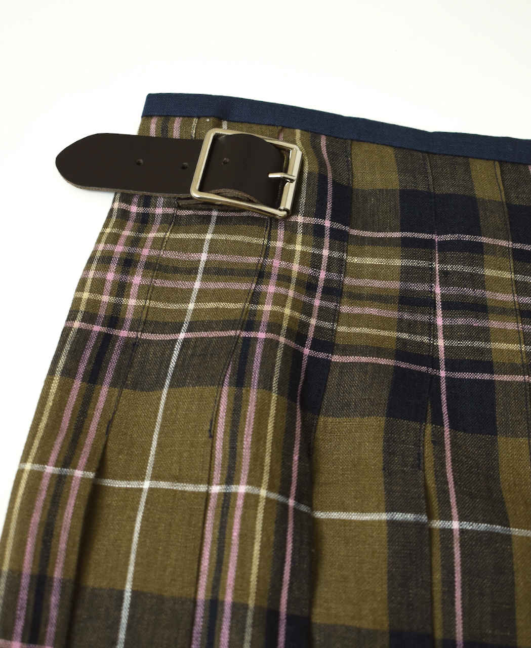 NOD2501PW(スカート) IRISH LINEN PATCHWORK LOW WAIST PLEATS WRAP SKIRT