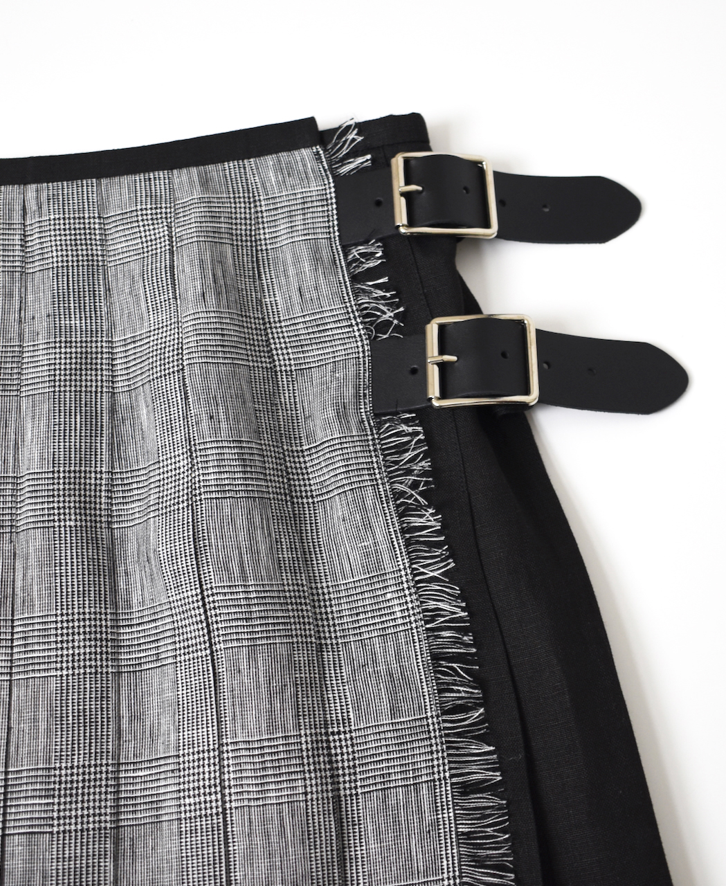 NOD2501PW(スカート) IRISH LINEN PATCHWORK LOW WAIST PLEATS WRAP SKIRT