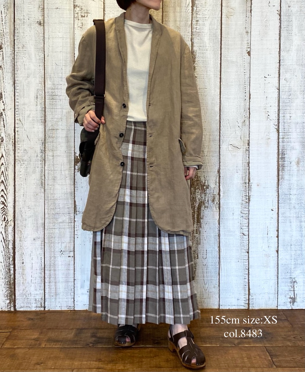 NOD2501PW(スカート) IRISH LINEN PATCHWORK LOW WAIST PLEATS WRAP SKIRT