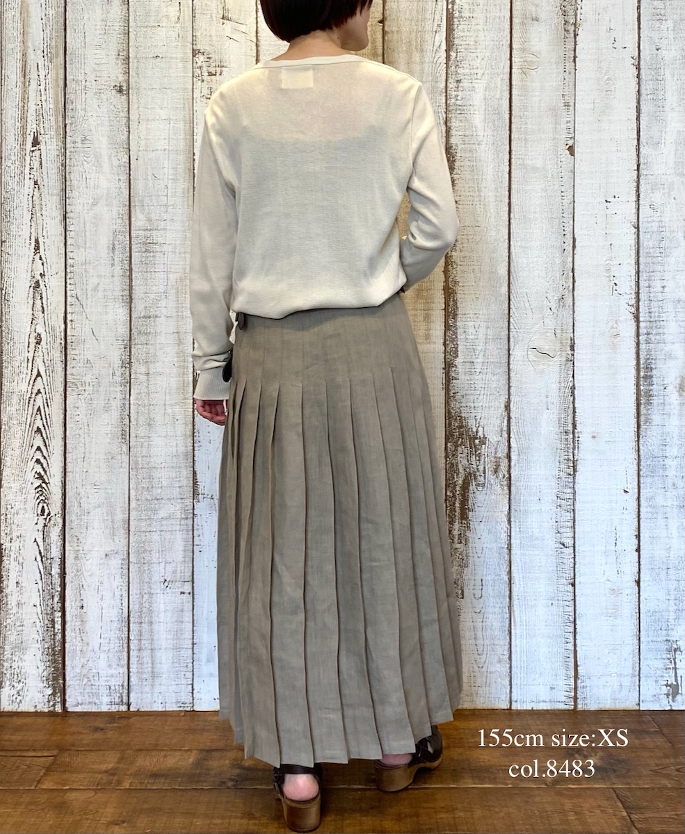NOD2501PW(スカート) IRISH LINEN PATCHWORK LOW WAIST PLEATS WRAP SKIRT