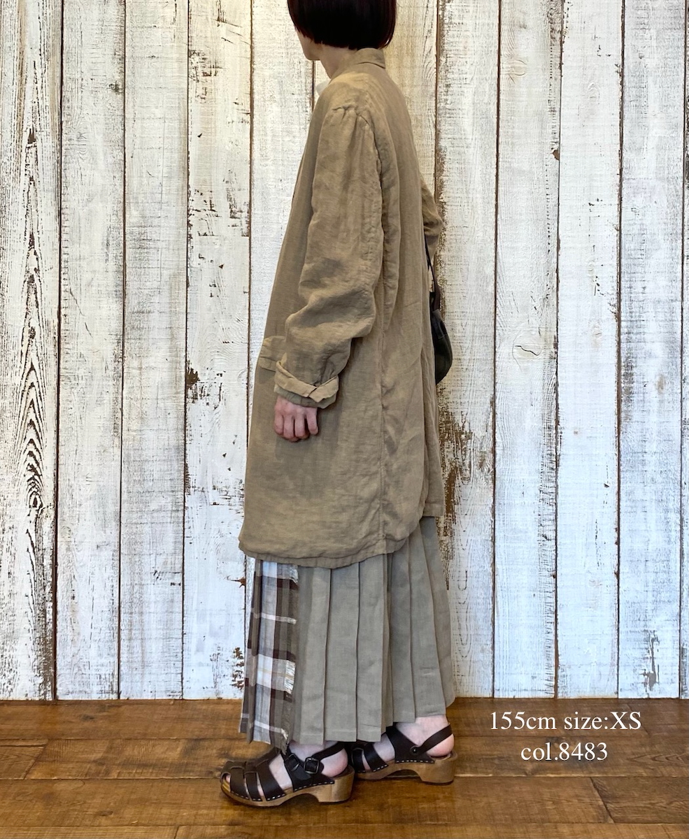 NOD2501PW(スカート) IRISH LINEN PATCHWORK LOW WAIST PLEATS WRAP SKIRT