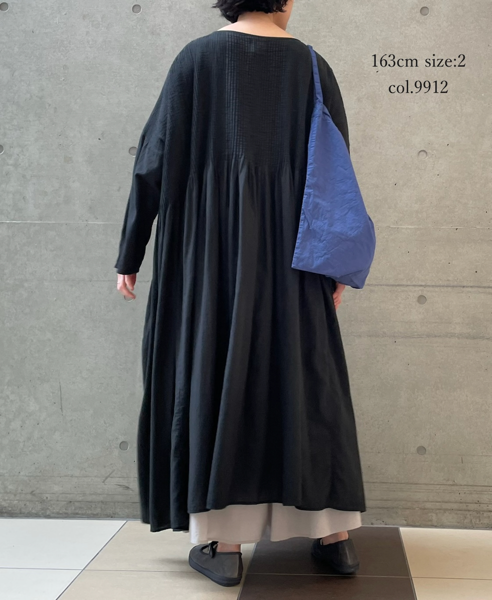 NMDS26232D(ワンピース) 80s ORGANIC MICRO CHECK OVERDYE MINI PINTUCK PULLOVER DRESS