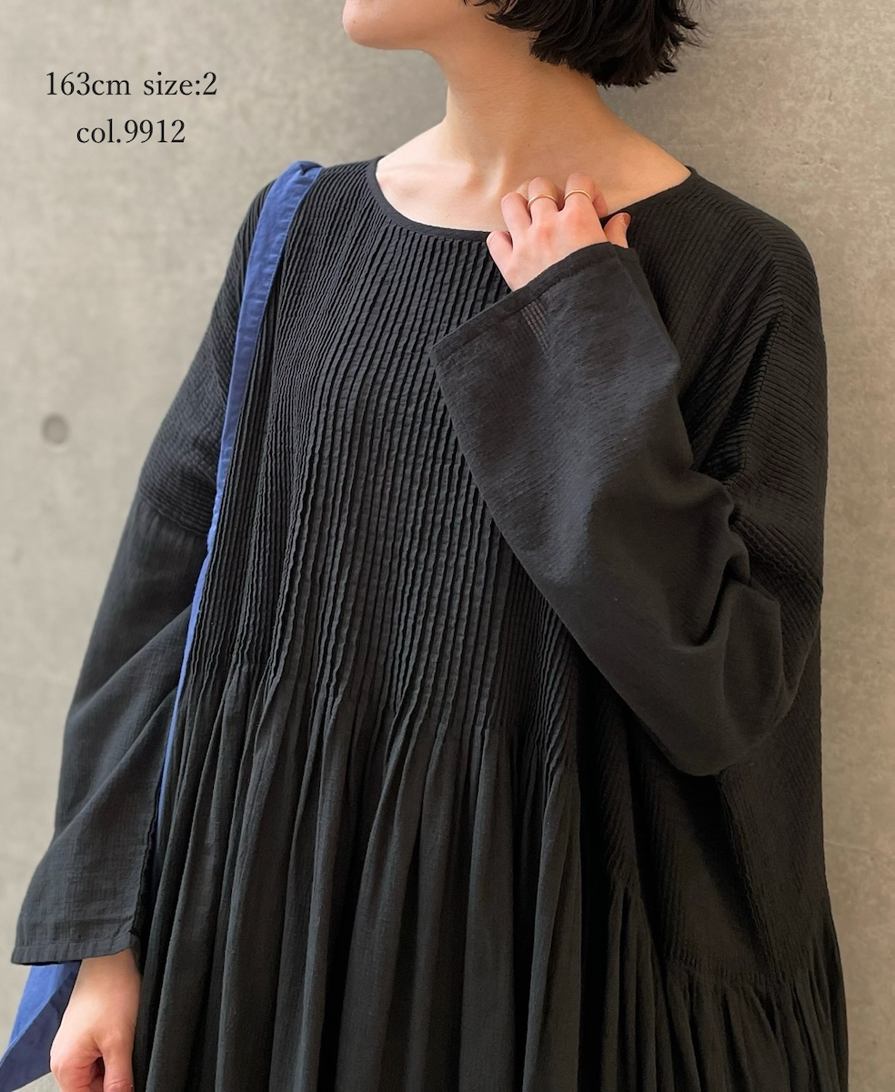 NMDS26232D(ワンピース) 80s ORGANIC MICRO CHECK OVERDYE MINI PINTUCK PULLOVER DRESS