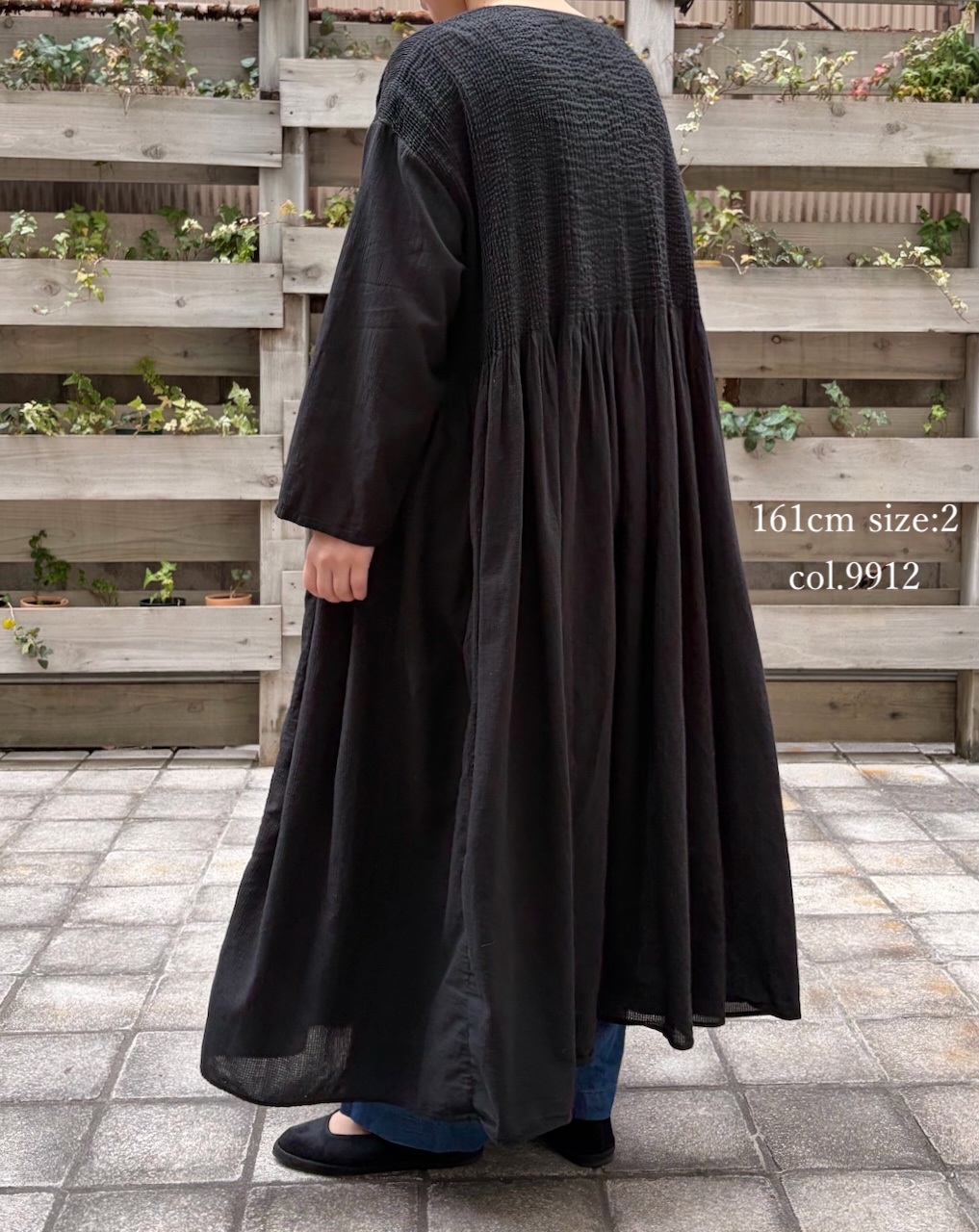 NMDS26234D(ワンピース) 80s ORGANIC MICRO CHECK OVERDYE CREW-NECK BUTTON SHIRT MIXI DRESS WITH MINI PINTUCK