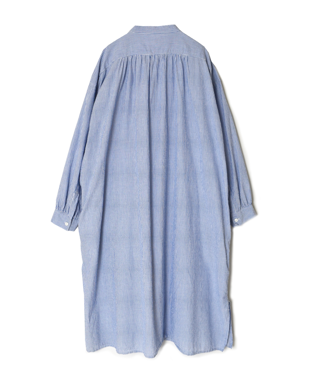 INAM2633S(ワンピース) SEERSUCKER STRIPE WASH WORK GATHERED BANDED COLLAR DRESS SHIRT