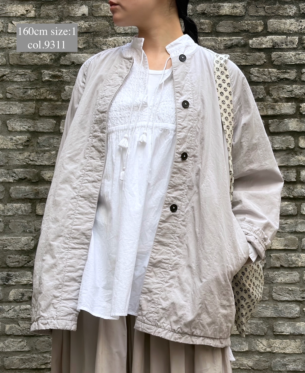 NMDS26202D(コート) 40s ORGANIC POPLIN(OVERDYE) RAGLAN SHORT COAT WITH VERTICAL STITCH