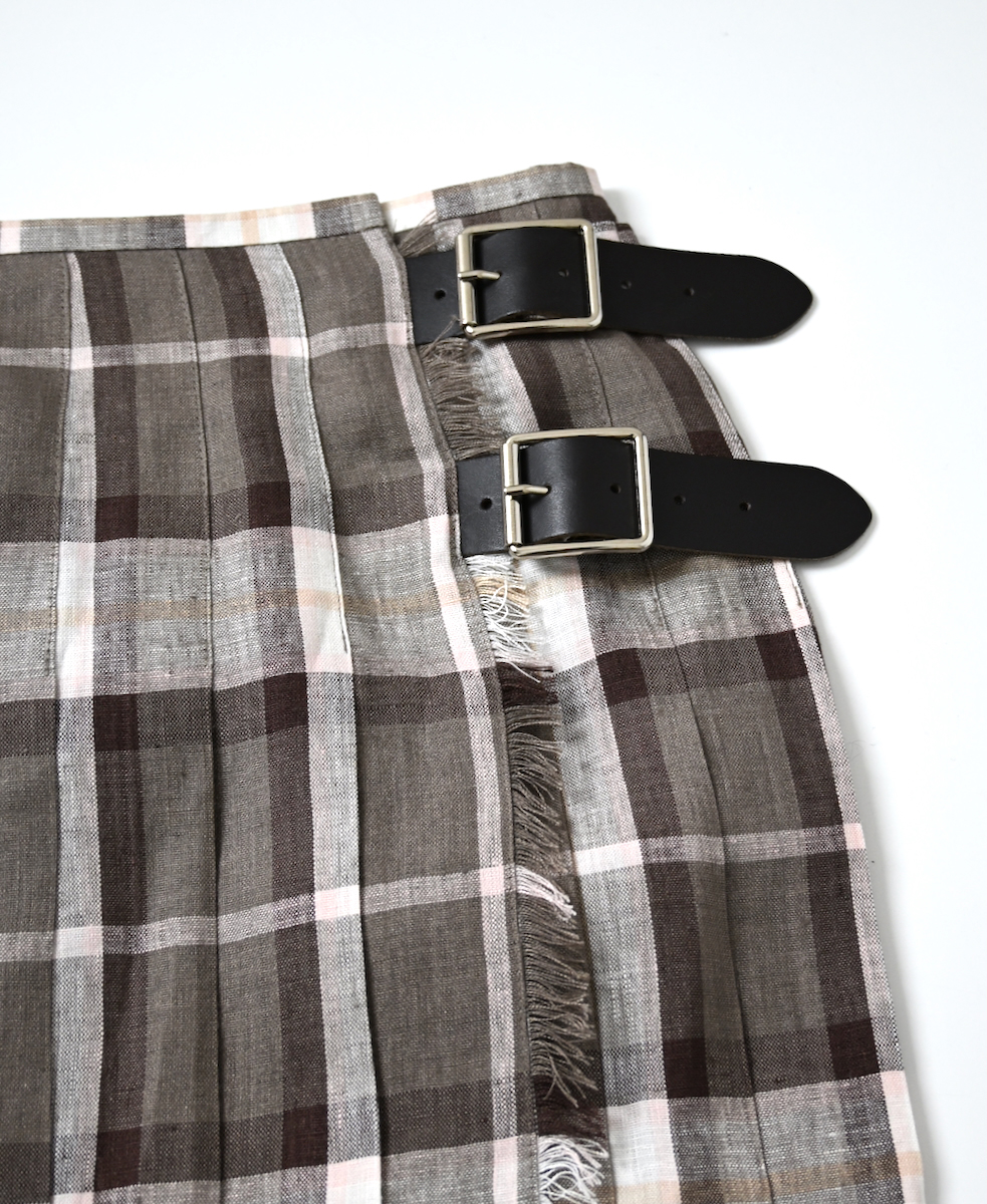 NOD0901 (スカート) IRISH LINEN LOW WAIST PLEATS WRAP SKIRT
