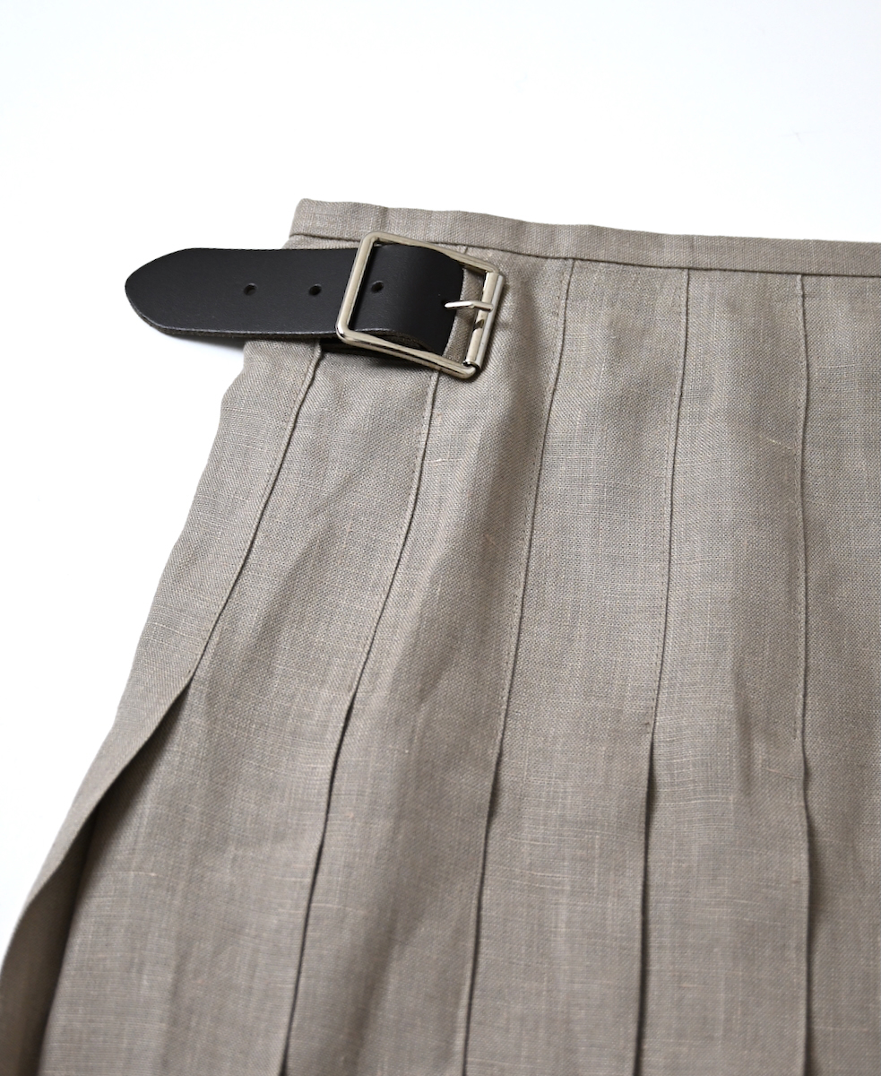 NOD0901 (スカート) IRISH LINEN LOW WAIST PLEATS WRAP SKIRT