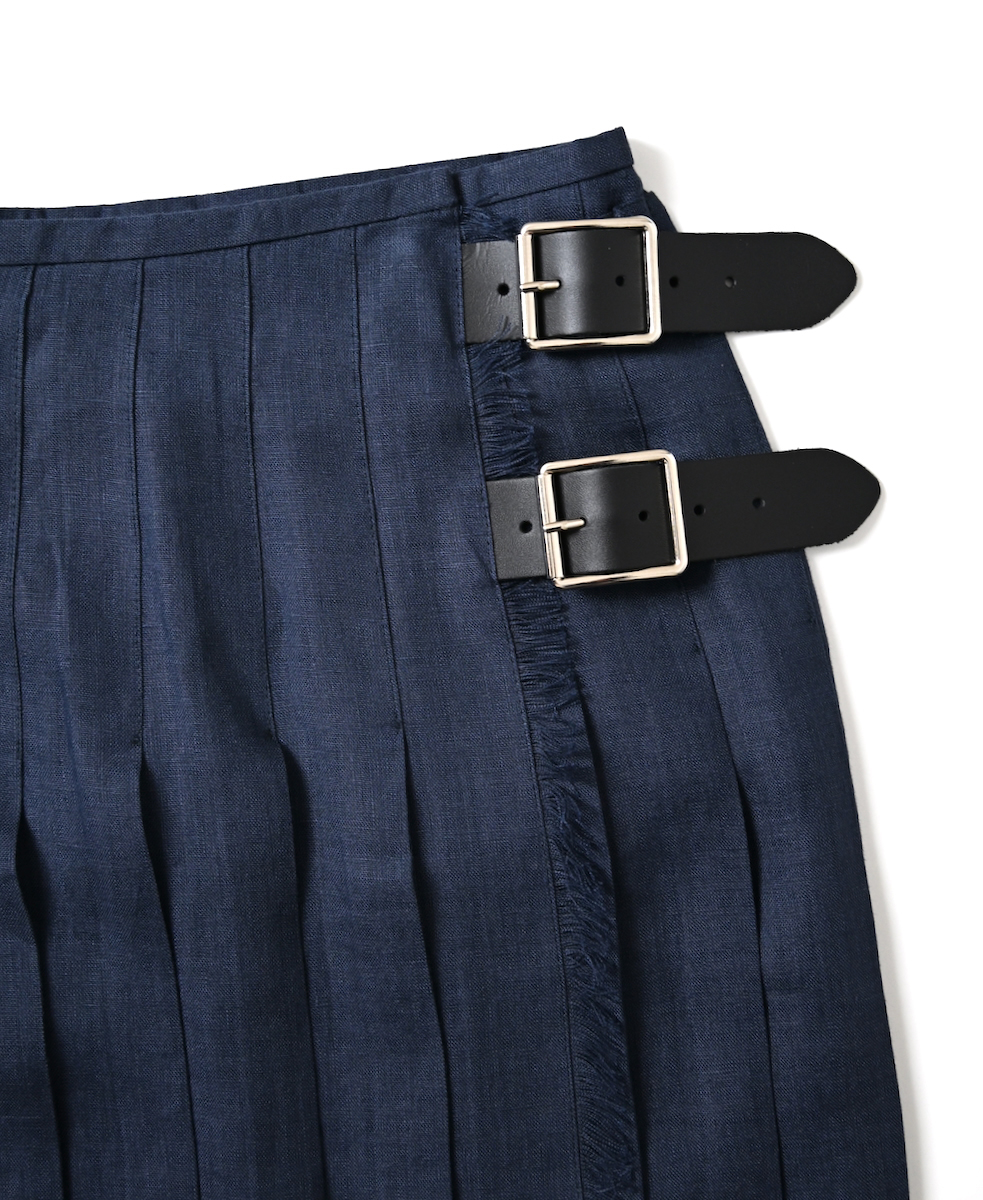 NOD0901 (スカート) IRISH LINEN LOW WAIST PLEATS WRAP SKIRT