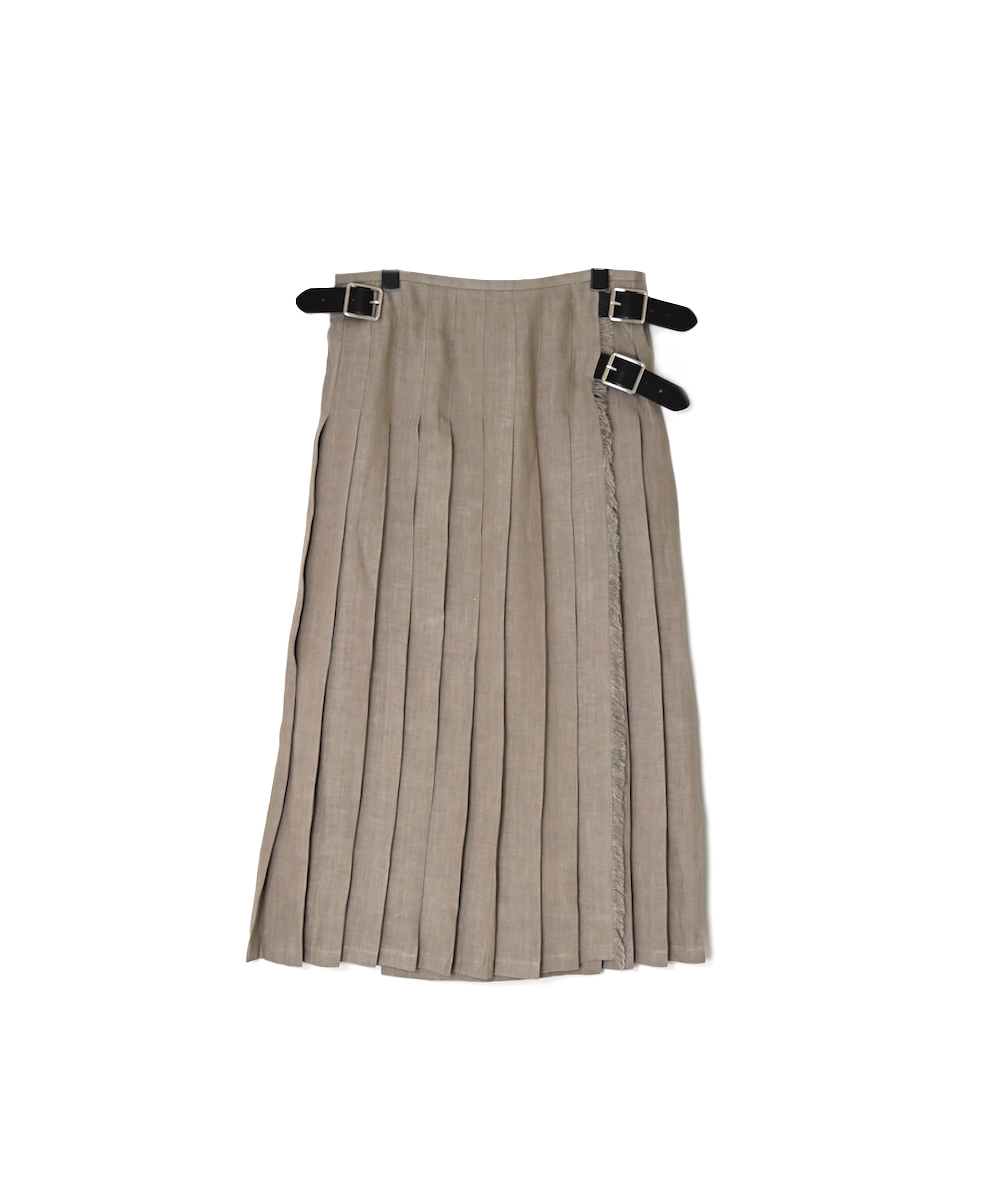 NOD0901 (スカート) IRISH LINEN LOW WAIST PLEATS WRAP SKIRT