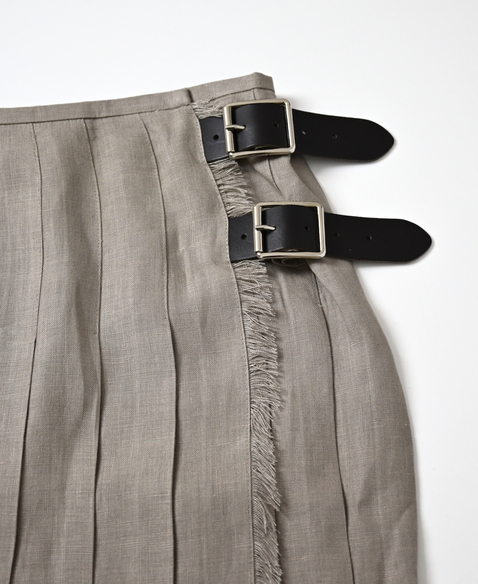 NOD0901 (スカート) IRISH LINEN LOW WAIST PLEATS WRAP SKIRT