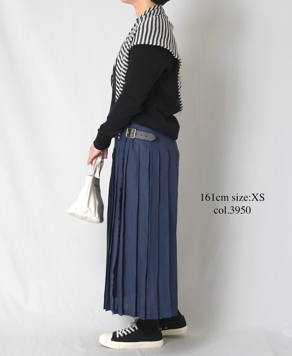 NOD0901 (スカート) IRISH LINEN LOW WAIST PLEATS WRAP SKIRT