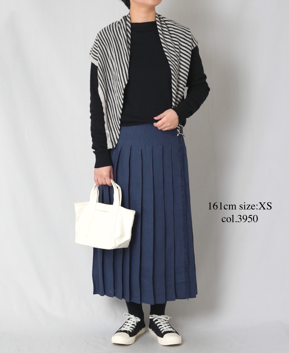 NOD0901 (スカート) IRISH LINEN LOW WAIST PLEATS WRAP SKIRT