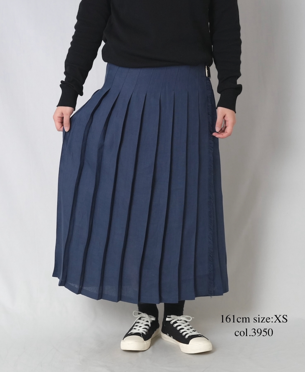 NOD0901 (スカート) IRISH LINEN LOW WAIST PLEATS WRAP SKIRT