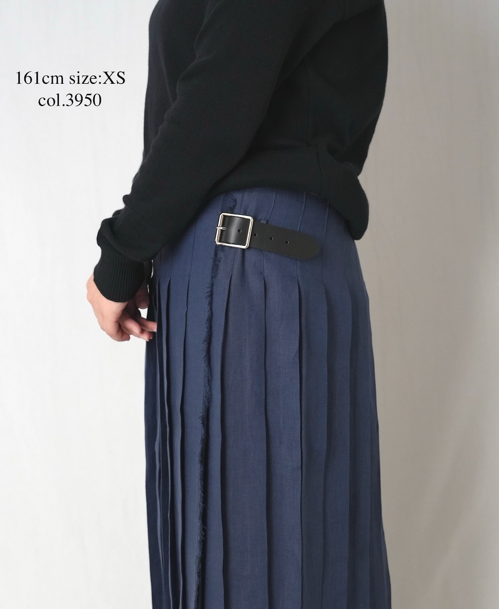 NOD0901 (スカート) IRISH LINEN LOW WAIST PLEATS WRAP SKIRT