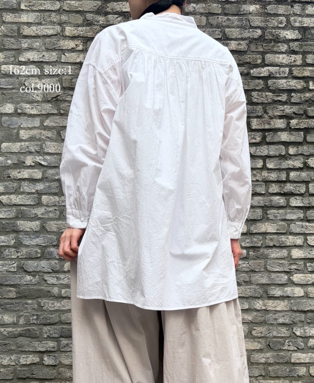 NMDS26222(チュニック) 60s ORGANIC CAMBRIC BANDED COLLAR EMB TUNIC
