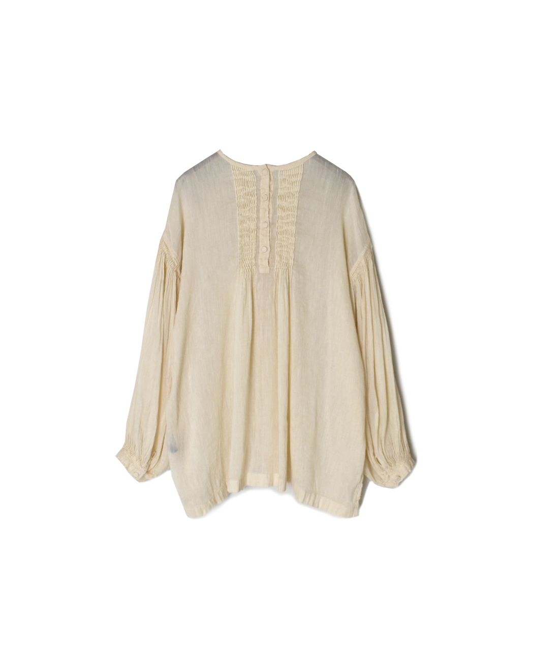 INMDS25012D(シャツ) 60s AUTO LOOM LINEN/COTTON PLAIN(OVERDYE) BACK OPENING CREW-NECK SHIRTS WITH MINI PINTUCK