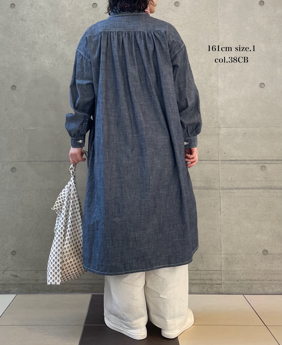 ISNAM2603CB(ワンピース) NAVY(INDIGO) CHAMBRAY WORK GATHERED SHIRT DRESS