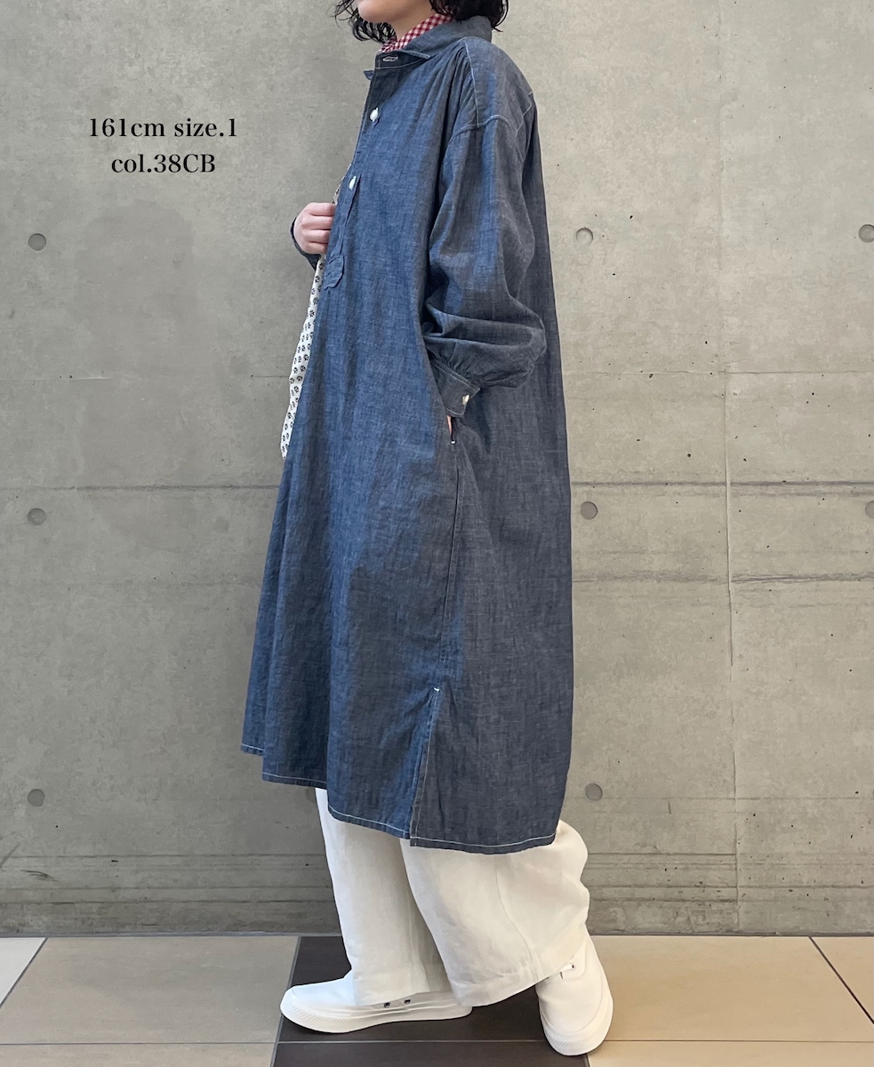 ISNAM2603CB(ワンピース) NAVY(INDIGO) CHAMBRAY WORK GATHERED SHIRT DRESS
