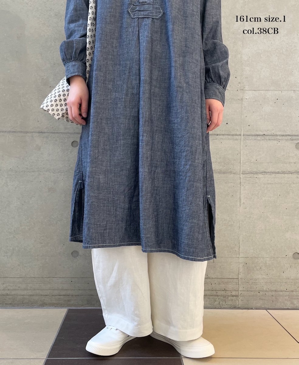 ISNAM2603CB(ワンピース) NAVY(INDIGO) CHAMBRAY WORK GATHERED SHIRT DRESS
