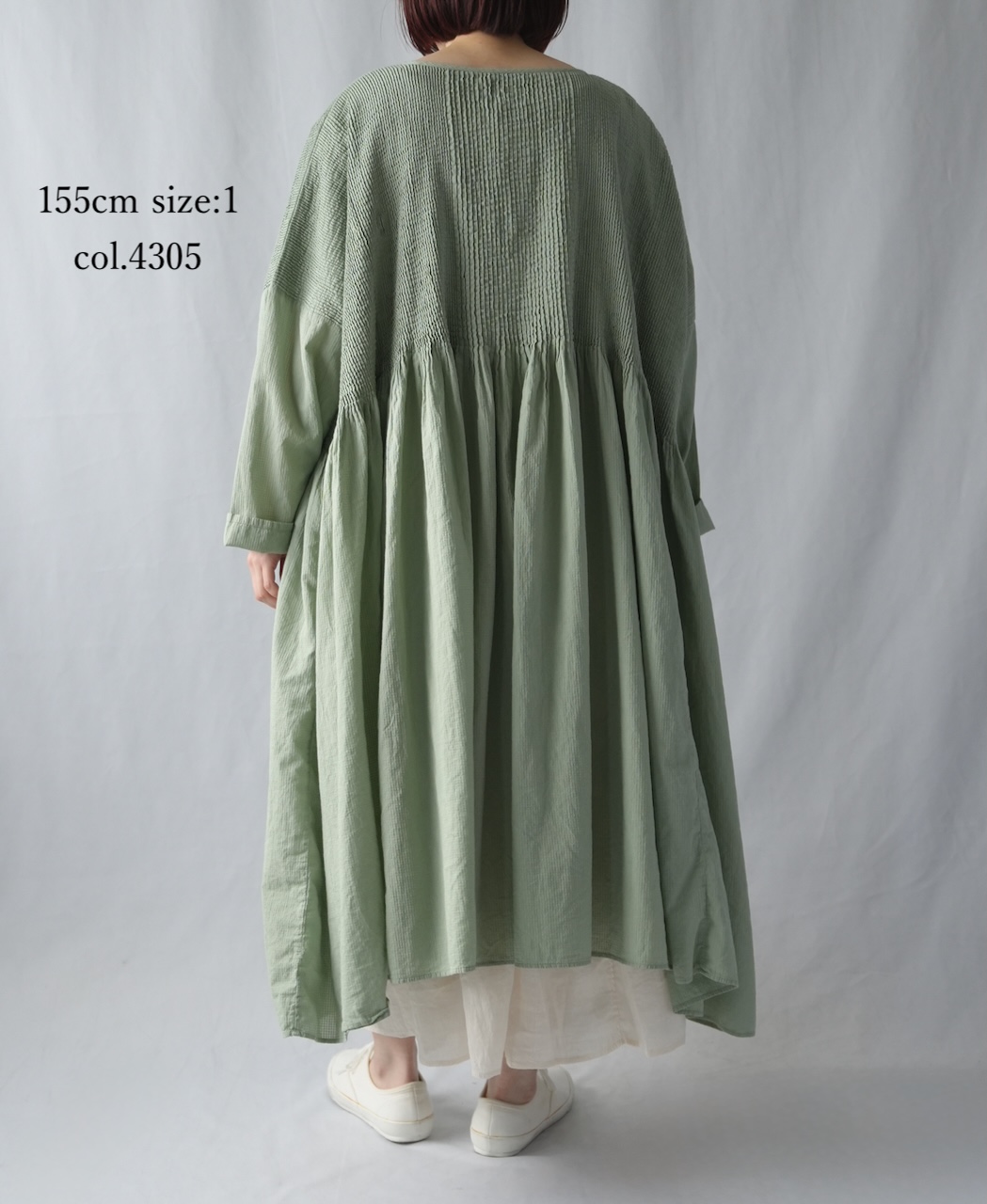 NMDS26232D(ワンピース) 80s ORGANIC MICRO CHECK OVERDYE MINI PINTUCK PULLOVER DRESS