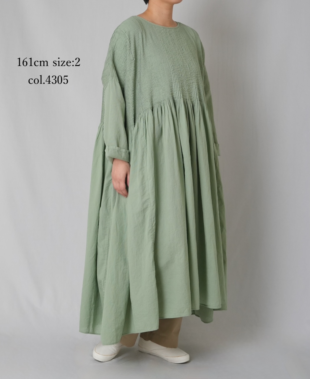 NMDS26232D(ワンピース) 80s ORGANIC MICRO CHECK OVERDYE MINI PINTUCK PULLOVER DRESS