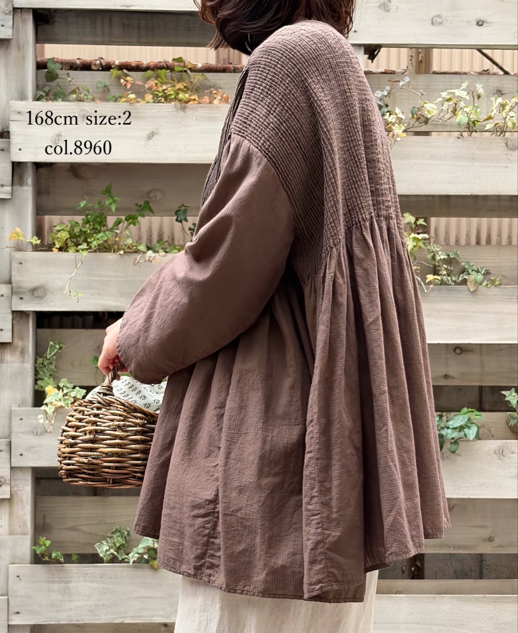 NMDS26233D(シャツ) 80s ORGANIC MICRO CHECK OVERDYE CREW-NECK BUTTON SHIRT WITH MINI PINTUCK