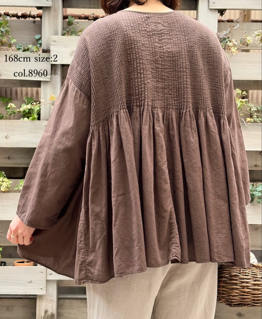 NMDS26233D(シャツ) 80s ORGANIC MICRO CHECK OVERDYE CREW-NECK BUTTON SHIRT WITH MINI PINTUCK