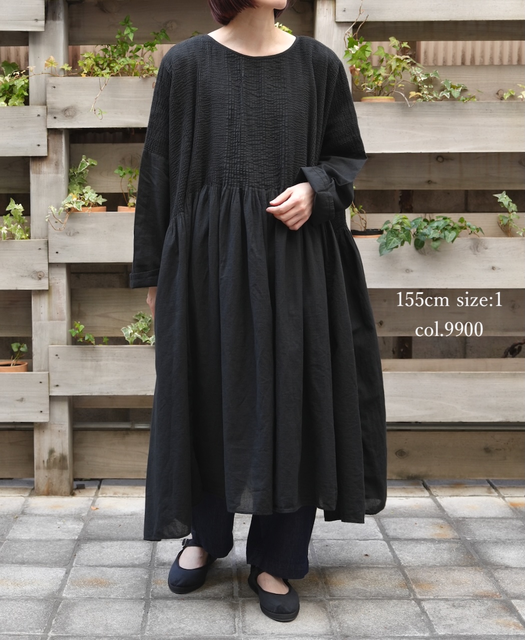 NMDS26232D(ワンピース) 80s ORGANIC MICRO CHECK OVERDYE MINI PINTUCK PULLOVER DRESS