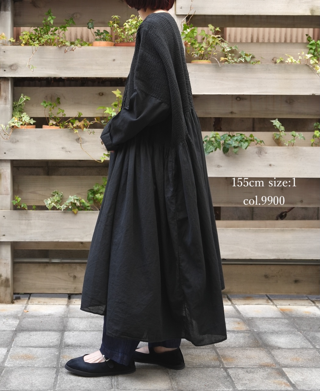 NMDS26232D(ワンピース) 80s ORGANIC MICRO CHECK OVERDYE MINI PINTUCK PULLOVER DRESS