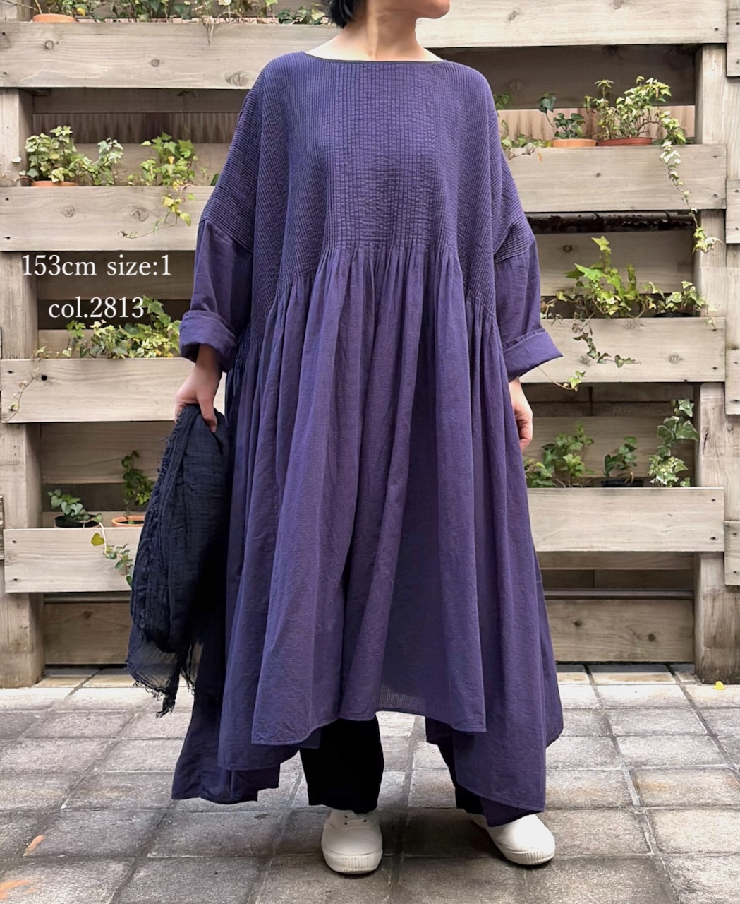 NMDS26232D(ワンピース) 80s ORGANIC MICRO CHECK OVERDYE MINI PINTUCK PULLOVER DRESS