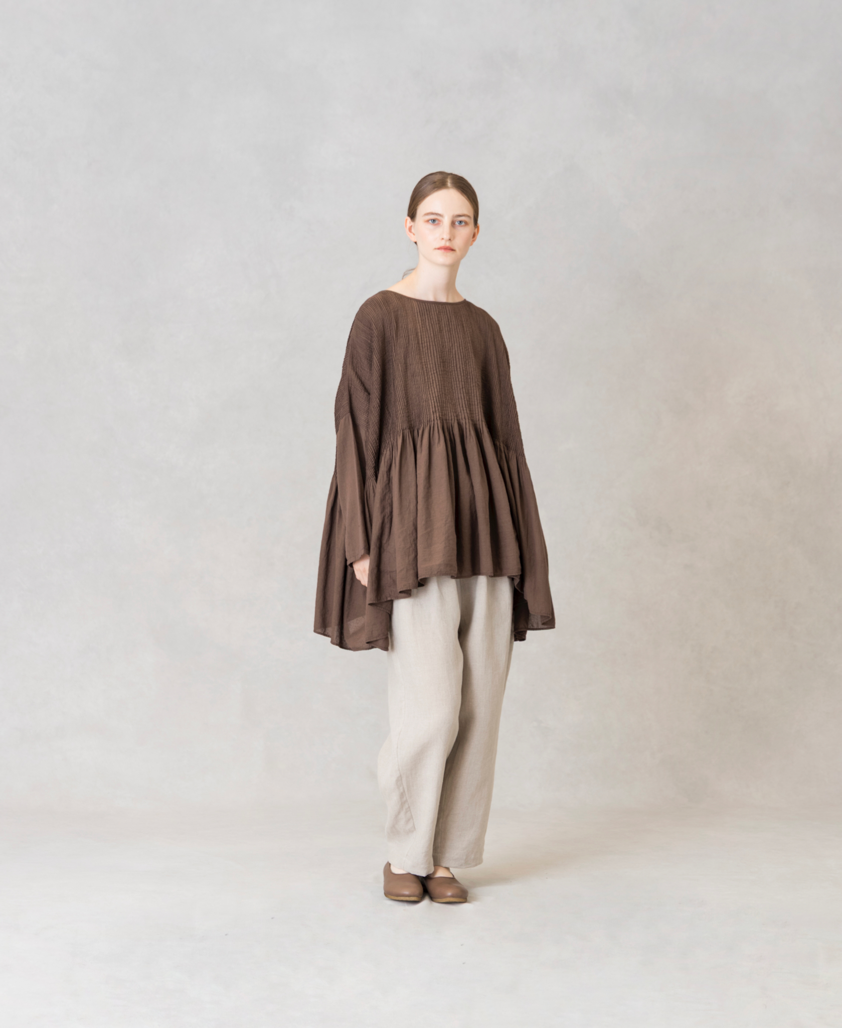 NMDS26231D(シャツ) 80s ORGANIC MICRO CHECK OVERDYE MINI PINTUCK PULLOVER