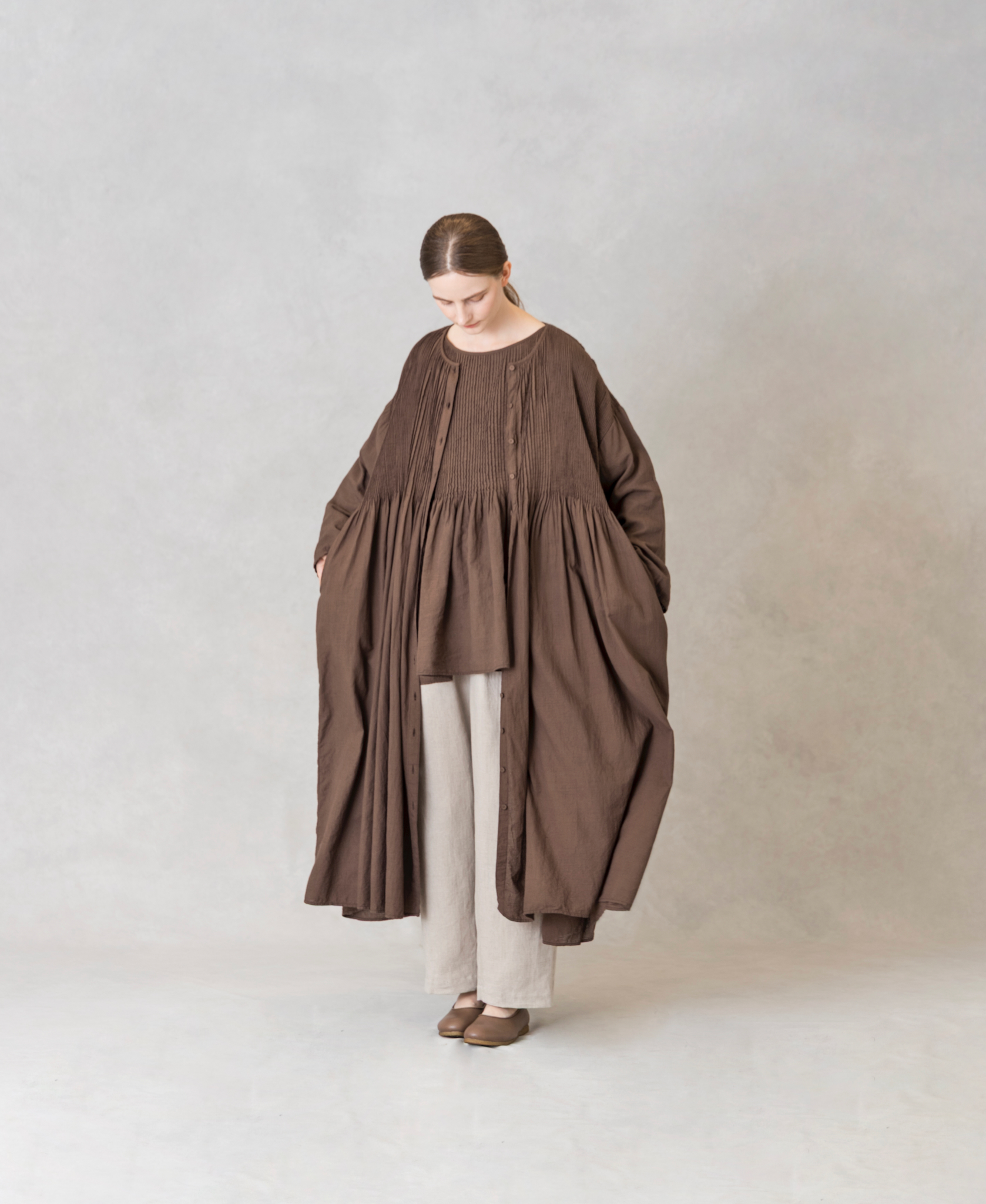 NMDS26231D(シャツ) 80s ORGANIC MICRO CHECK OVERDYE MINI PINTUCK PULLOVER