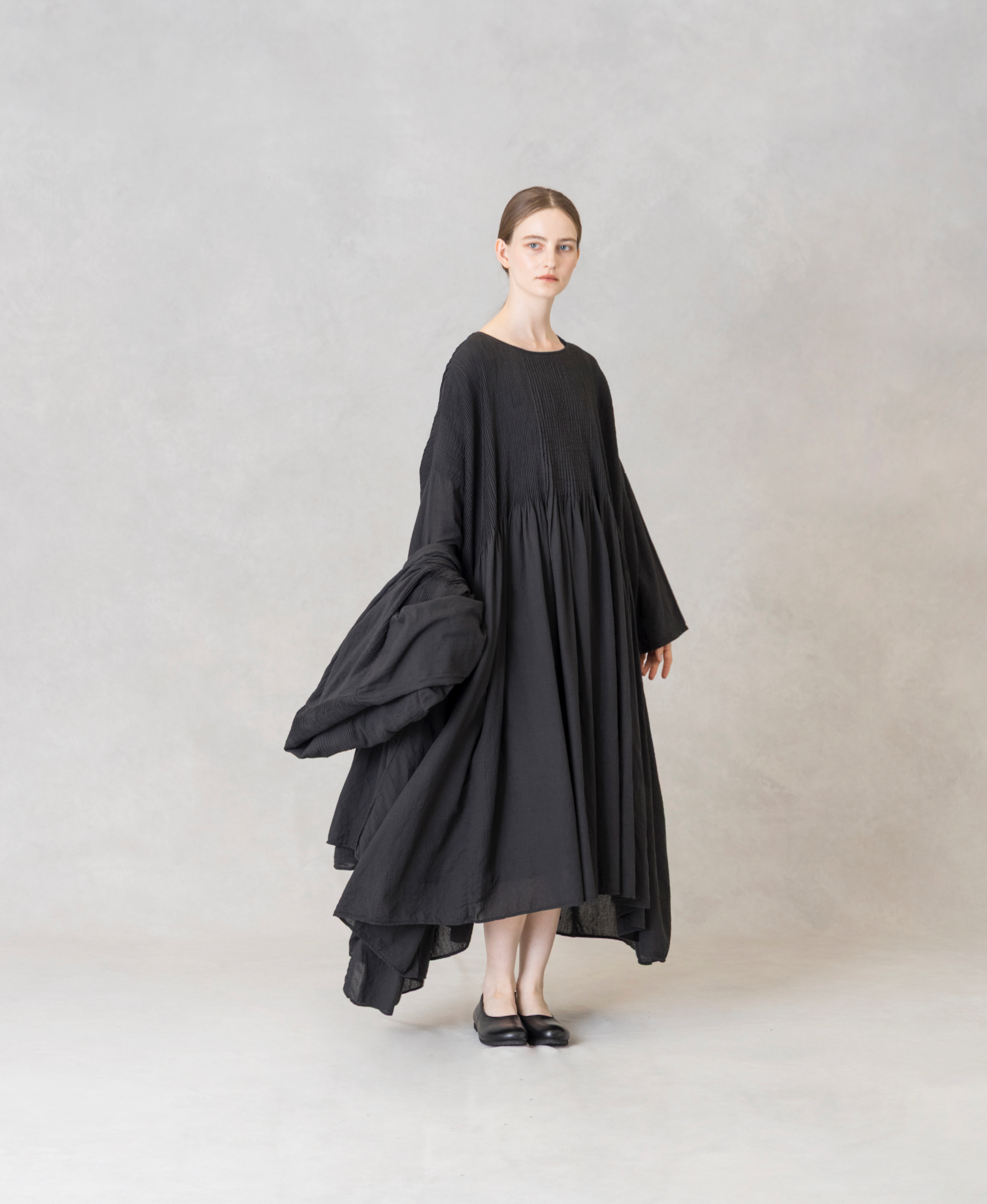 NMDS26232D(ワンピース) 80s ORGANIC MICRO CHECK OVERDYE MINI PINTUCK PULLOVER DRESS