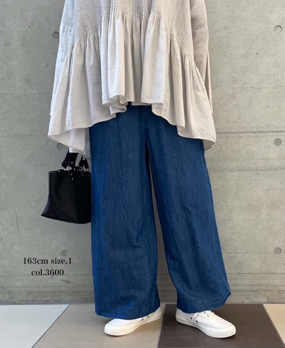 GNMDS2102CL (パンツ) 5.1oz WASHED COTTON/LINEN DENIM EASY WIDE PANTS