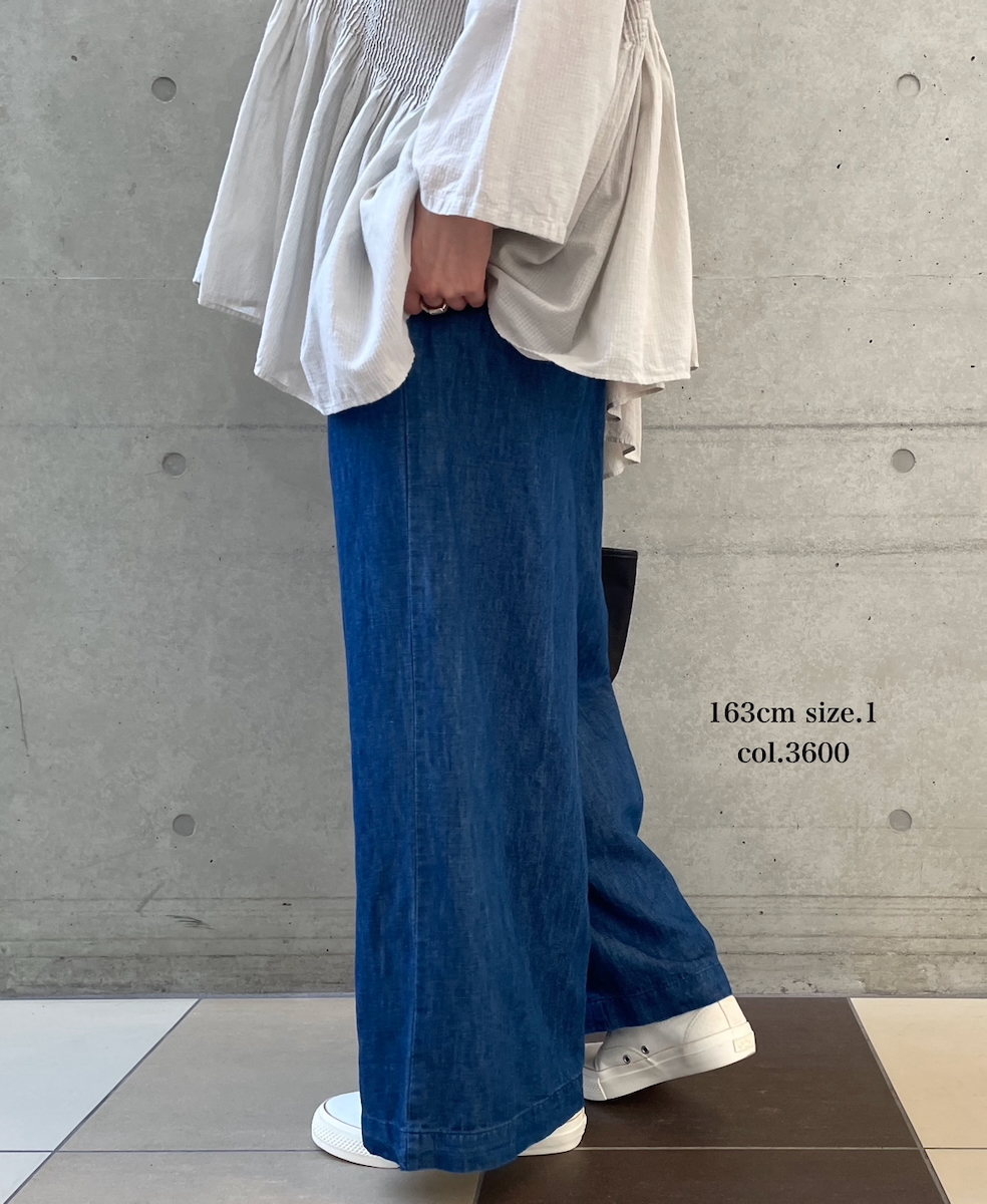 GNMDS2102CL (パンツ) 5.1oz WASHED COTTON/LINEN DENIM EASY WIDE PANTS