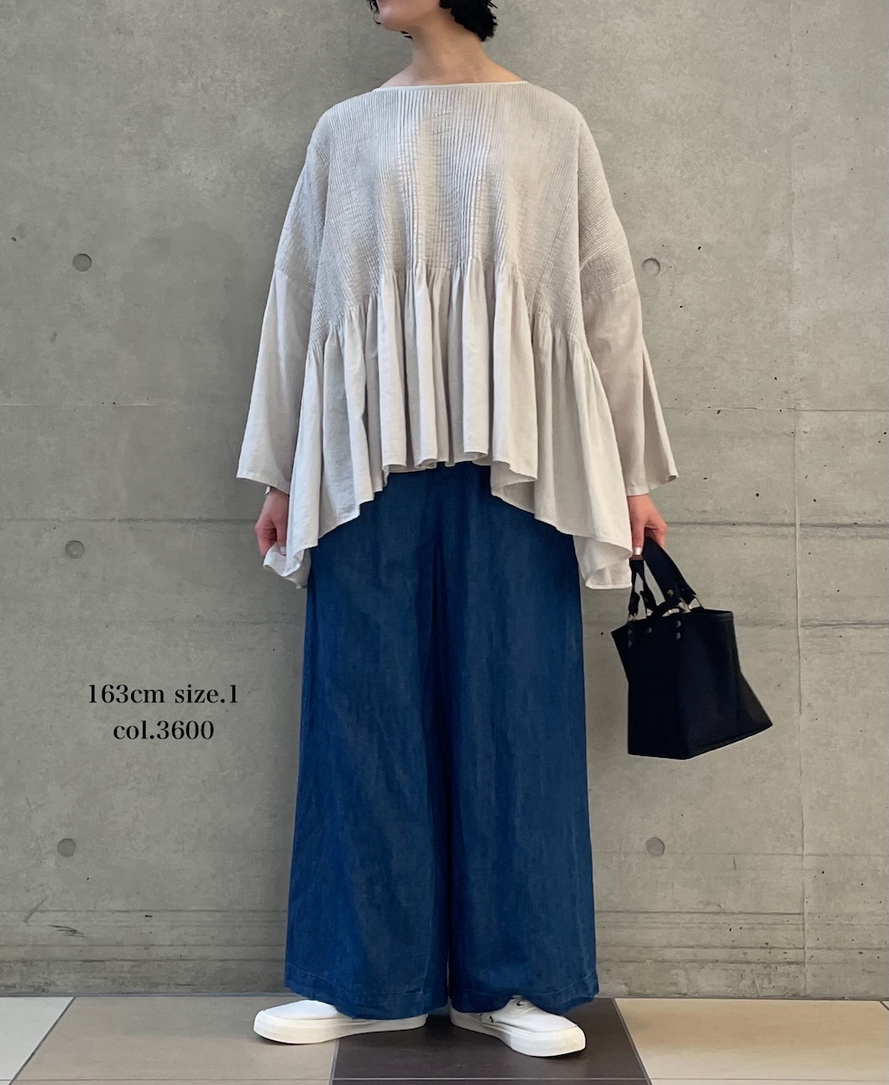 GNMDS2102CL (パンツ) 5.1oz WASHED COTTON/LINEN DENIM EASY WIDE PANTS