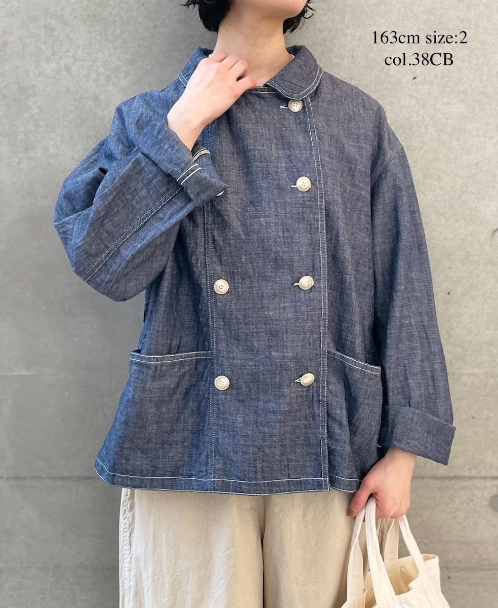 ISNAM2601CB(ジャケット) NAVY(INDIGO) CHAMBRAY ROUND COLLAR DOUBLE JACKET